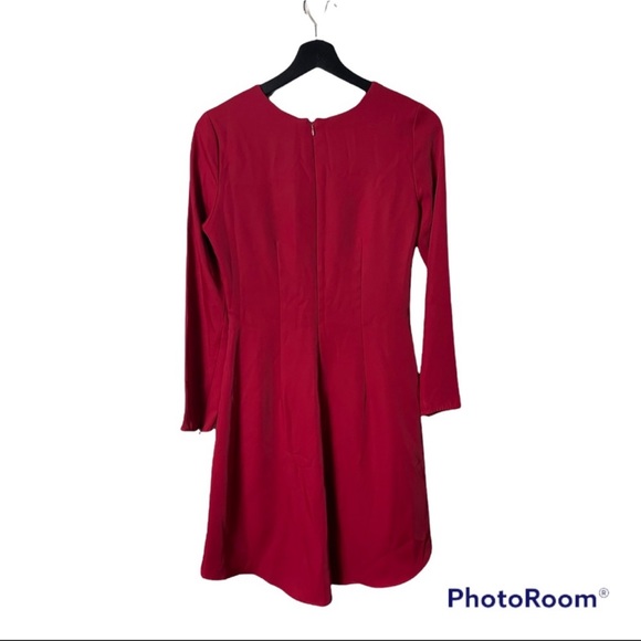 Nha Khanh West Hem A-Line Asymmetrical Short Sleeve Red Dress 10 2373 - Picture 6 of 8